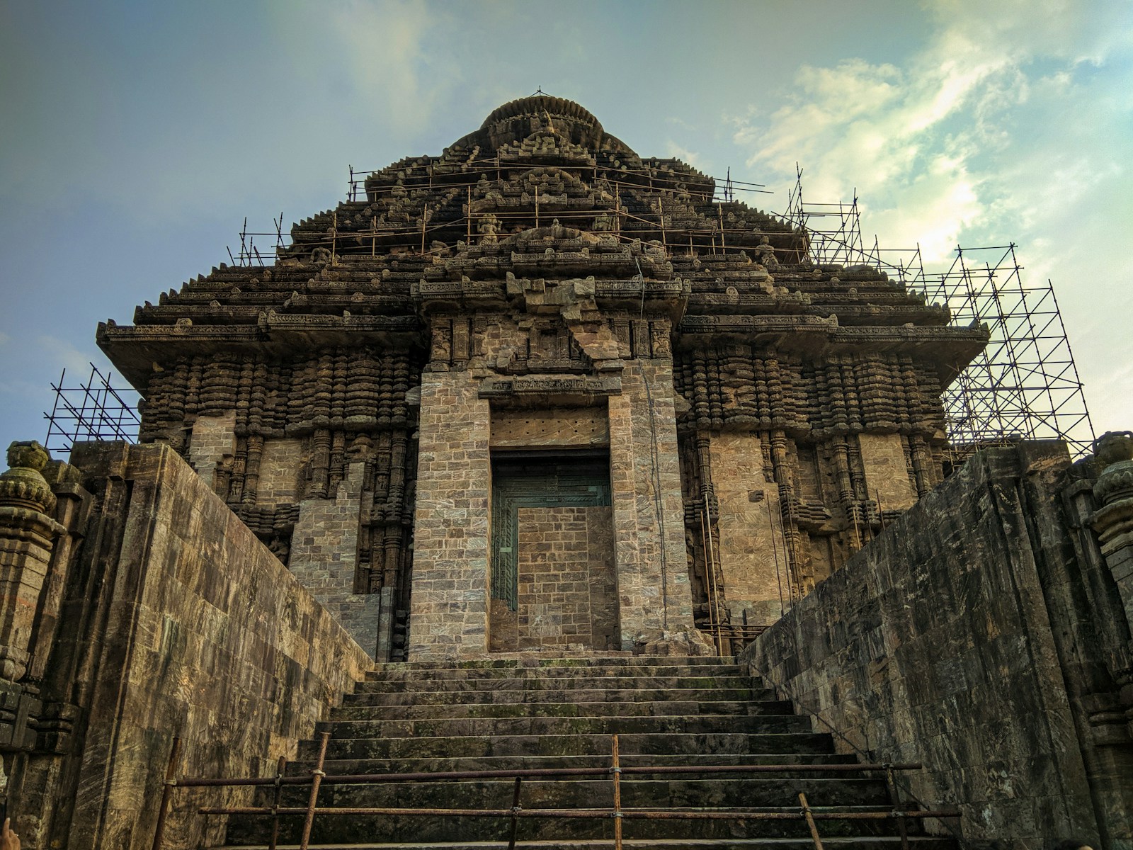 Konark Sun Temple in Konark India under blue and white sky